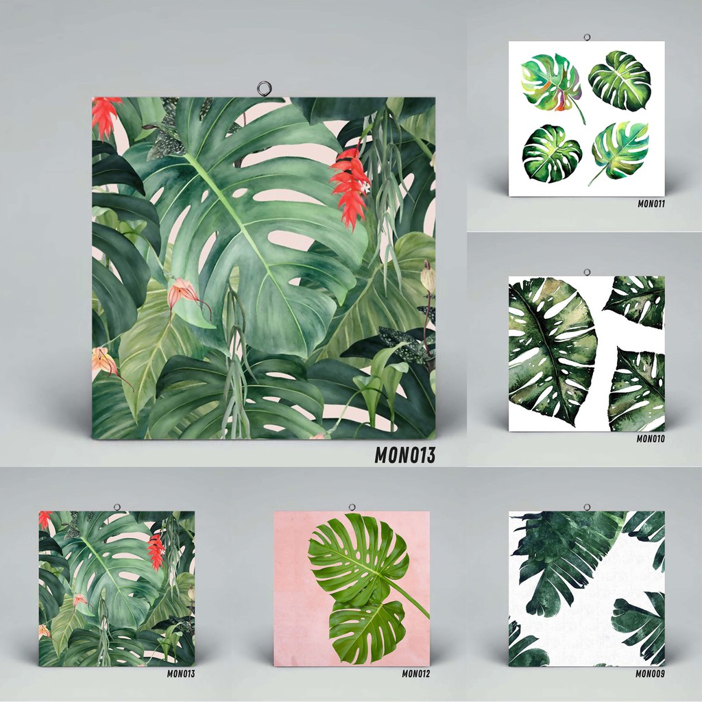  Pajangan  dinding  Gambar  Daun Monstera ukuran 20x20cm 