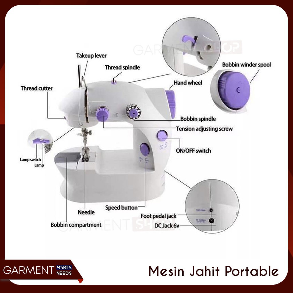 Mesin Jahit Mini Portable Lampu Sewing Machine SM 202A-3