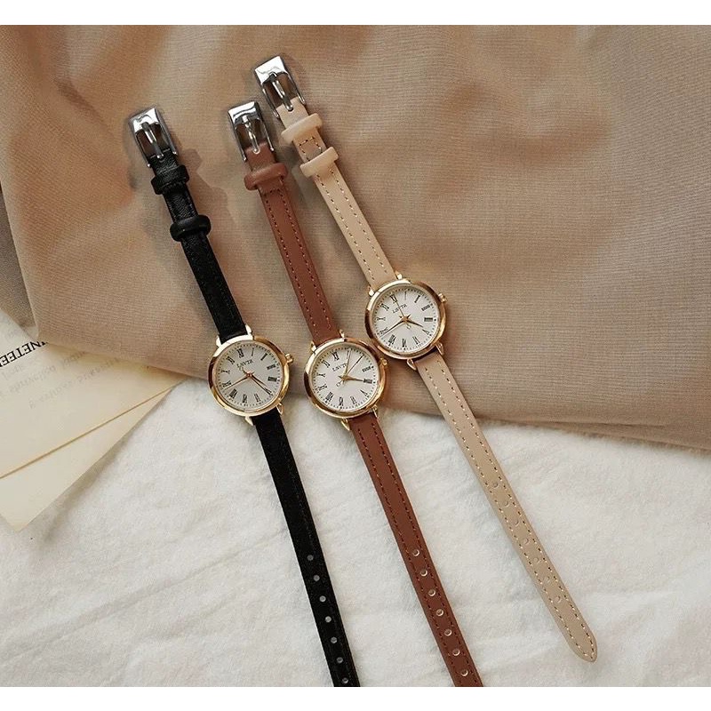 PA Jam Tangan Quartz Strap PU Analog Casual Gaya Retro Wanita Bulat Watch Korean Fashion RM027