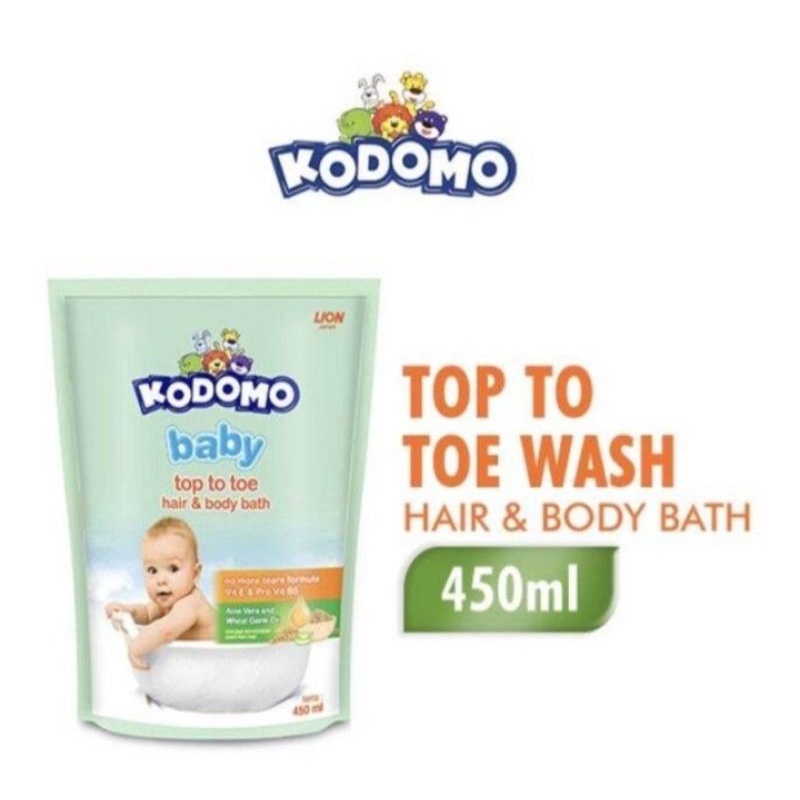 Kodomo Baby Hair &amp; Body Wash Top to Toe Reffill 450ml