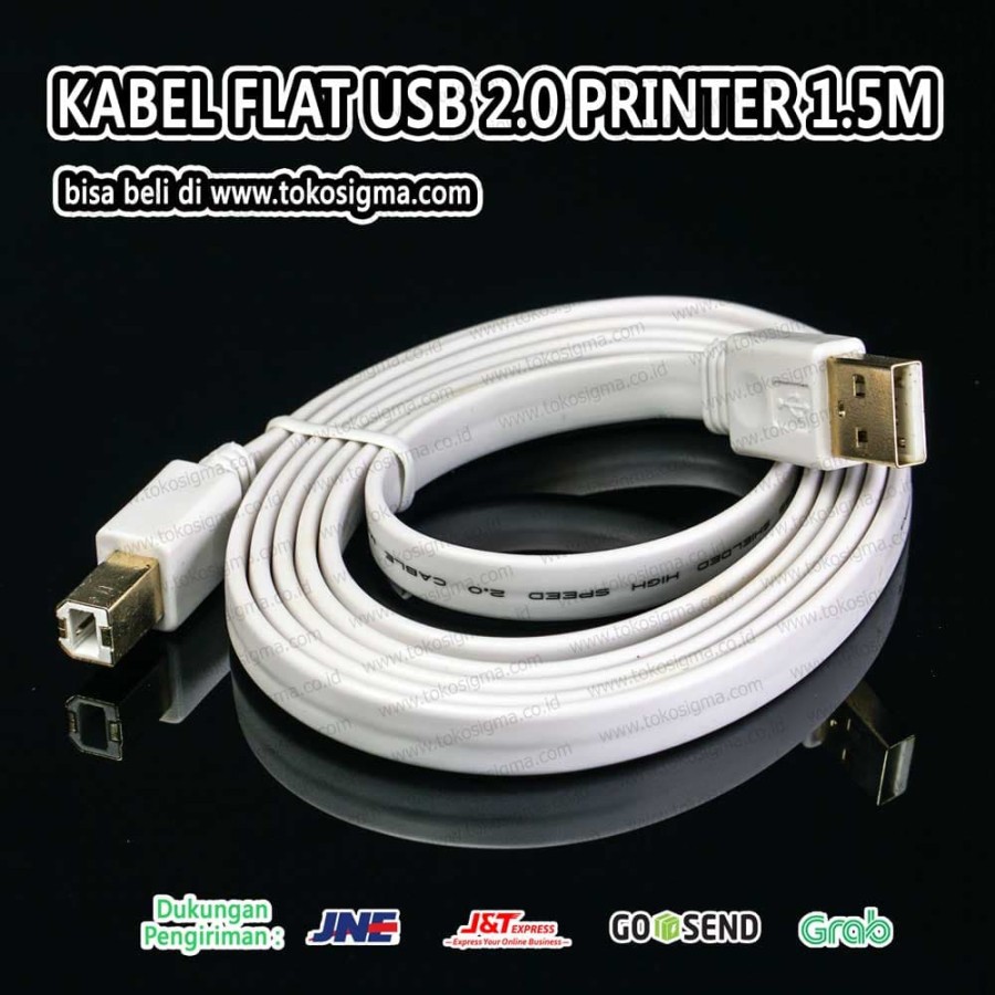 KABEL USB 2.0 TO PRINTER AM-BM 1.5mtr FLAT Gepeng pipih GOLD PLATE