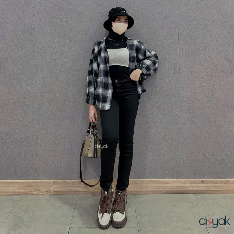 DISYAK - HIGHWAIST Black Premium Soft Jeans Strecth 7001-9001