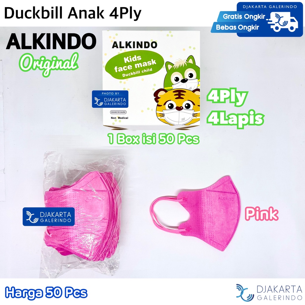 Masker Duckbill Anak 4Ply Alkindo isi 50Pcs