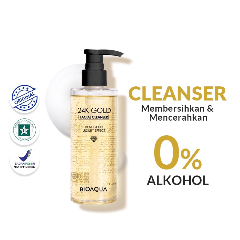 BPOM BIOAQUA 24K Facial Cleanser Glowing Facial Face Wash Sabun Cuci Muka Wanita 200ml