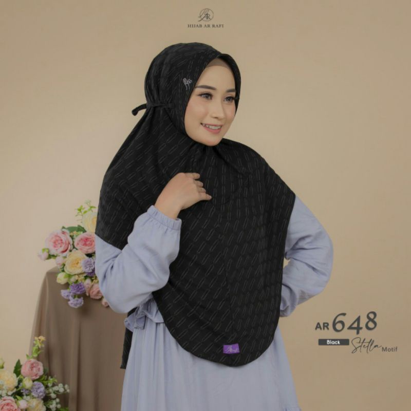 HIJAB INSTAN TERBARU ARRAFI AR 648 HIJAB BERGO TALI ARRAFI HIJAB ARRAFI STELLA MOTIF KERUDUNG BERGO 