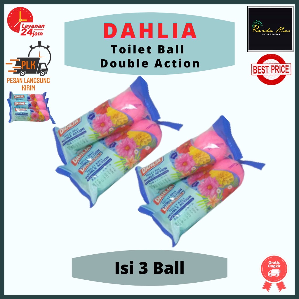 Dahlia Toilet Kamper Ball Isi 3pcs Penghilang Bau Double Action Colour / Pewangi Toilet Rumah