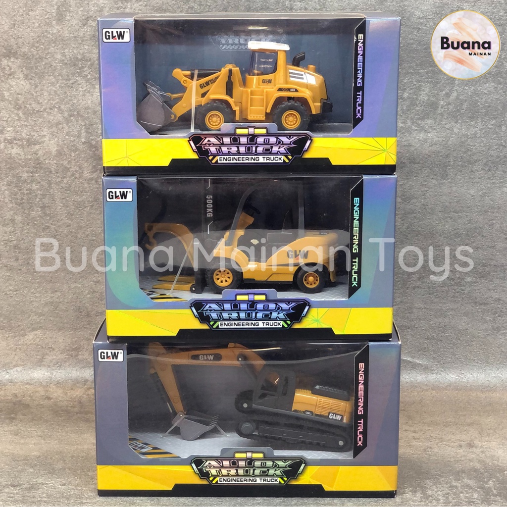 DIECAST KONSTRUKSI ALLOY TRUCK GLW MODEL BULDOSER EXCAVATOR TRUK BEKO