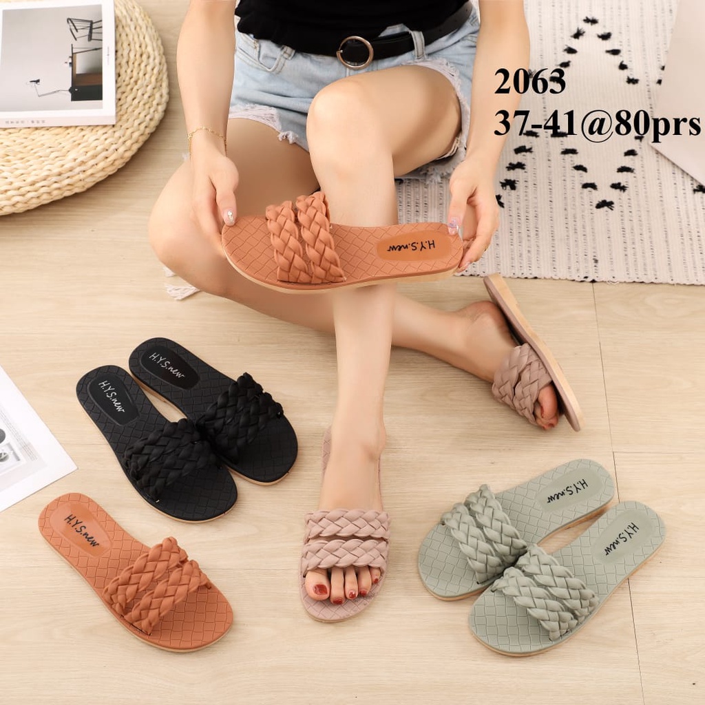 Sandal Wanita Terbaru 2022/Sendal Selop Anyam Jelly HYS New 2123/Teplek Karet Import