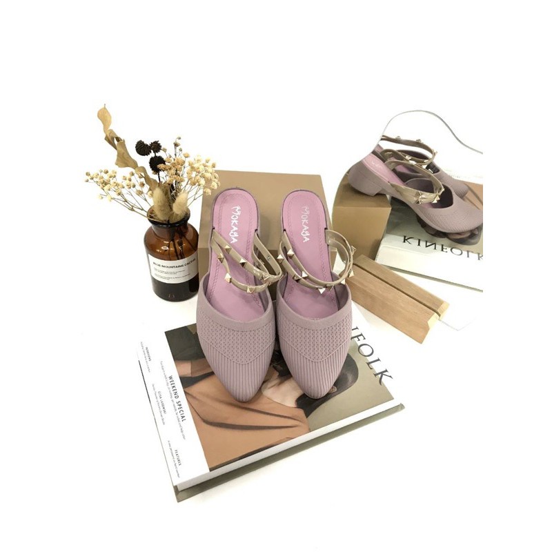 Sandal Sepatu Wanita Let Valentino Import Mokaya 559 atau Bekro 559 BEST SELLER-Pink Nude