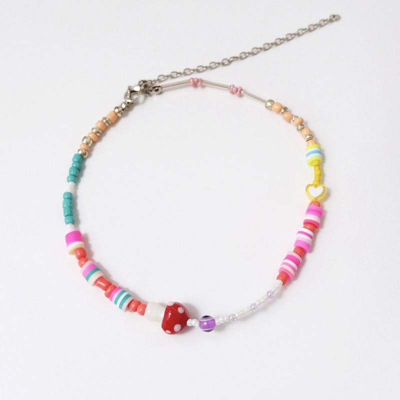 Colorful mushroom beaded choker / beads necklace