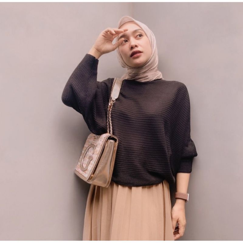 BLOUSE BAJU RAJUT BATWING | ATASAN WANITA MODEL KELELAWAR | OUTER RAJUT KALONG KNIT