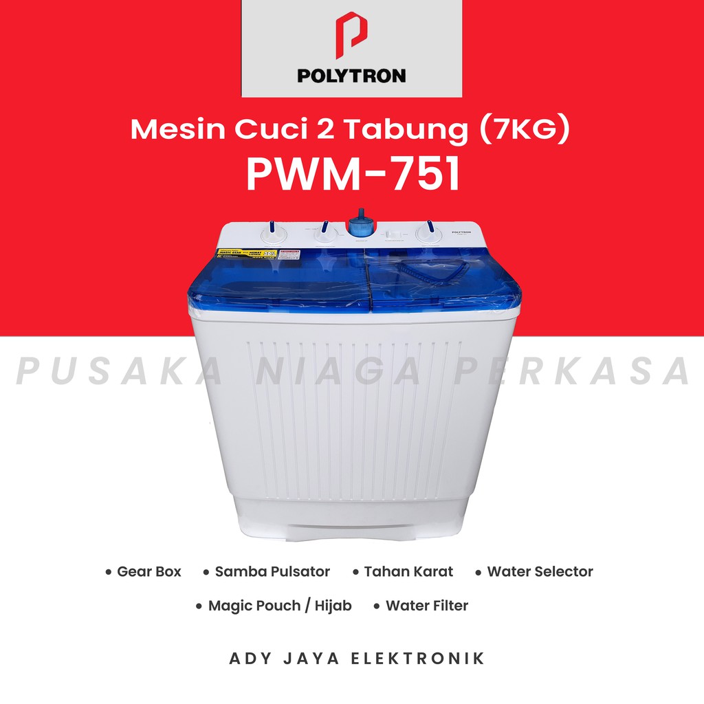 Jual MESIN CUCI POLYTRON 2 TABUNG PWM-751 | Shopee Indonesia