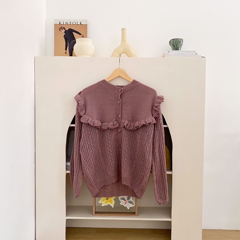 Vintage House Jisoo Korean Knit Cardi (Cardigan Rajut Wanita Korea)-Violet