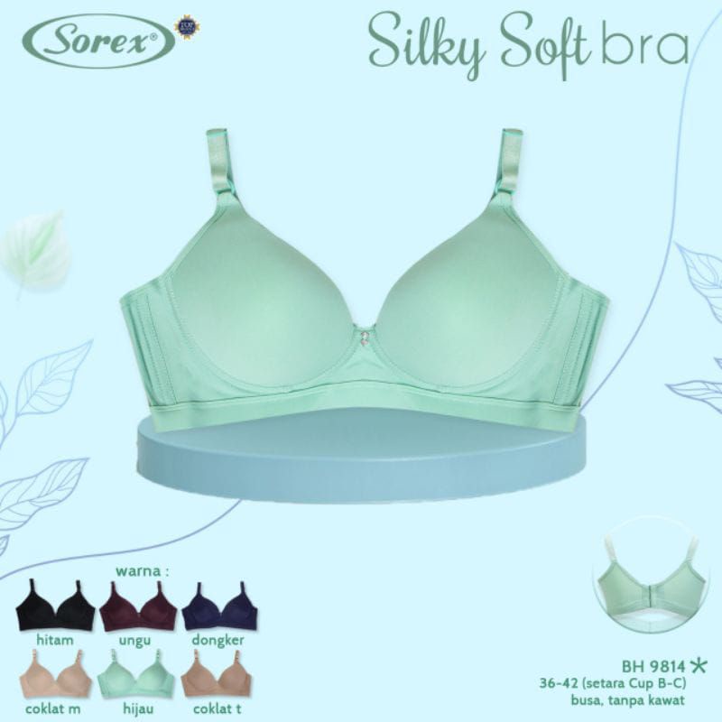 SOREX bra Cup besar 9814 Busa tipis Tanpa Kawat Setara Cup B-C Kait 3 Original
