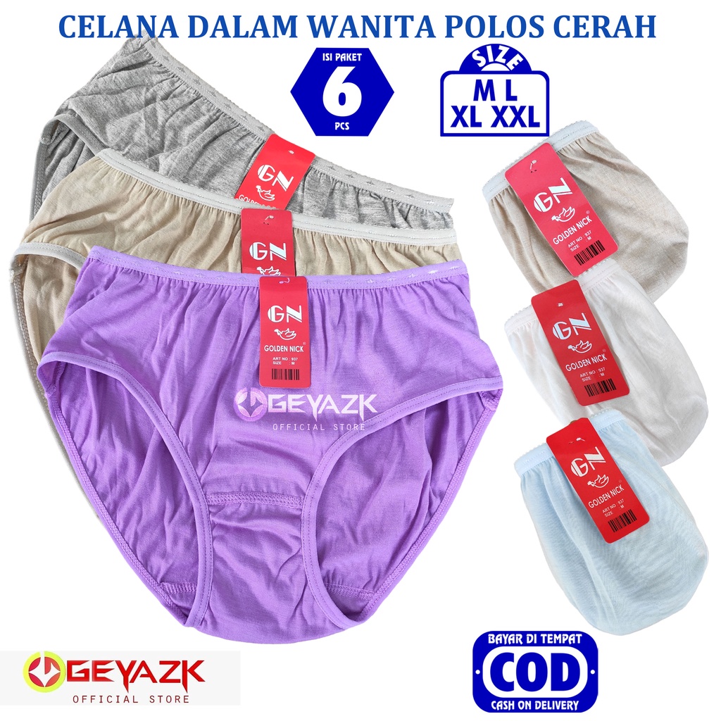 6 Pcs Celana Dalam Wanita Cd Perempuan Sempak Perempuan Warna Cerah Sesuai Foto