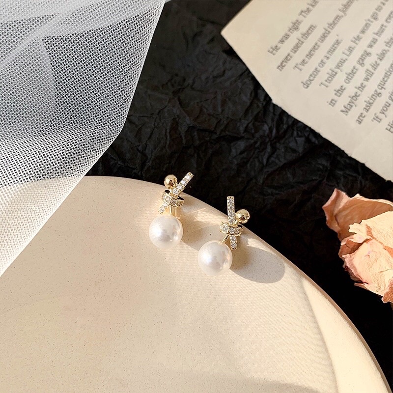 Anting Anting Giwang Xuping Tusuk Jepit Panjang Bulat Hijab Mutiara Fashion Bali Korea Wanita Peremp