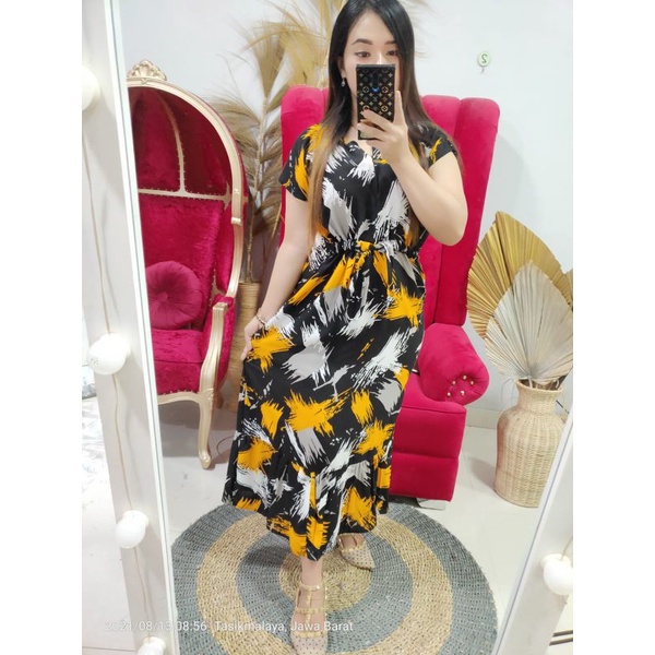 DASTER LONG RUFFLE BUSUI MOTIF/DASTER WANITA/DASTER MANOHARA/Daster sultan/daster serut