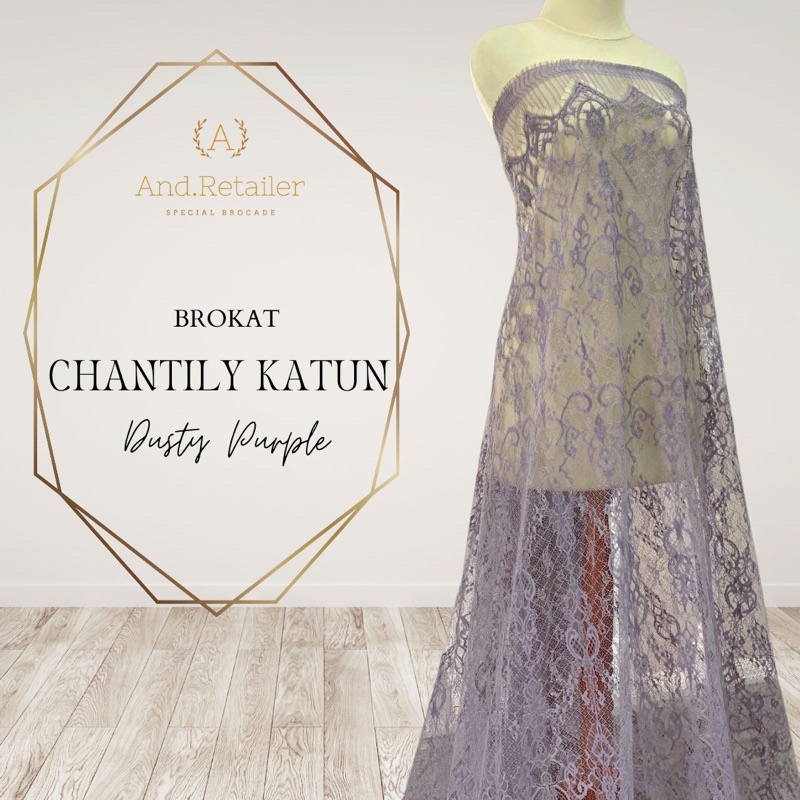 Bahan Kebaya Brokat Semi France Lace Chantily Shantily Katun Per panel 2,5m Warna Dusty Purple