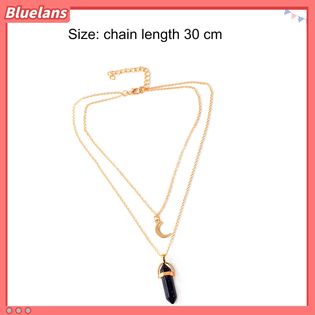 Kalung Dengan Liontin Bentuk Bulan Heksagonal Berlapis Untuk Kencan