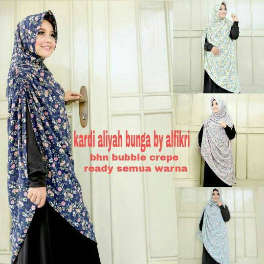 khimar khardy aliyah bunga hijab instan chardy kardi motif