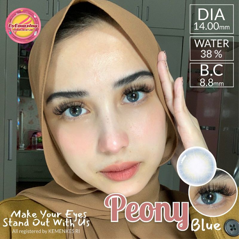 EYEMAZING Softlens - PEONY Blue / Biru Normal Minus Beda Minus