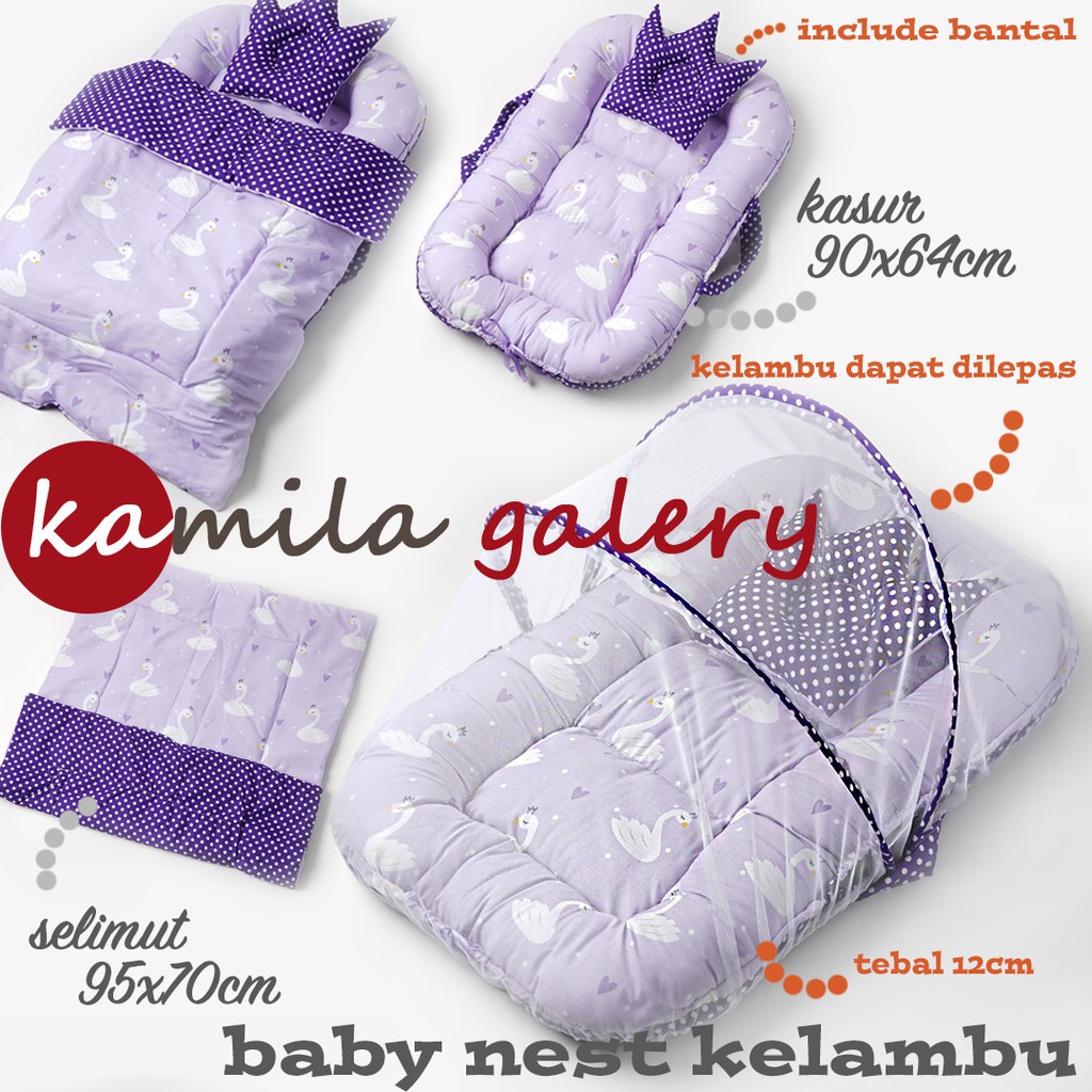 kasur bayi kelambu baby nest + selimut bed cover bayi FREE BANTAL PEYANG CROWN!!