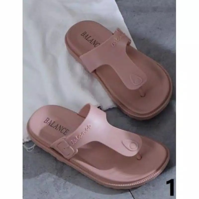 (COD) Sandal Jepit Karet Jelly Import Wanita Balance 1607-K2