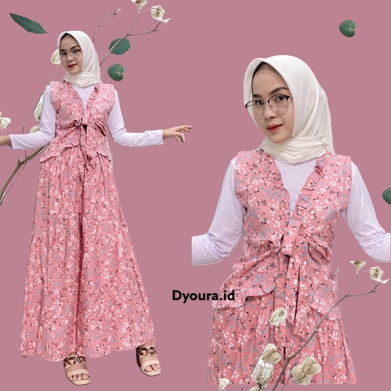 One set vest / setelan vest / fuji set fadlina salsa motif bunga / set rok