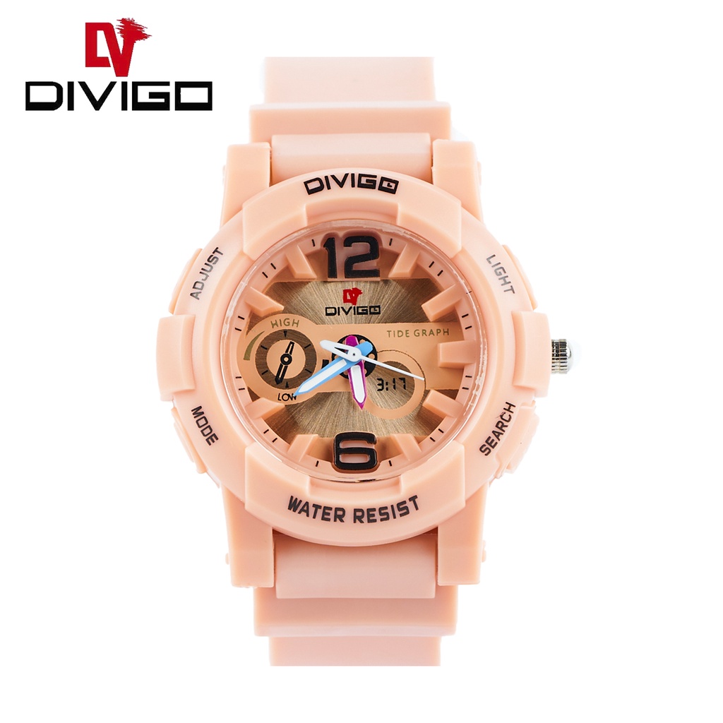 Jam Tangan Wanita Divigo D-14 Original Analog Warna Strap Rubber Tahan Air