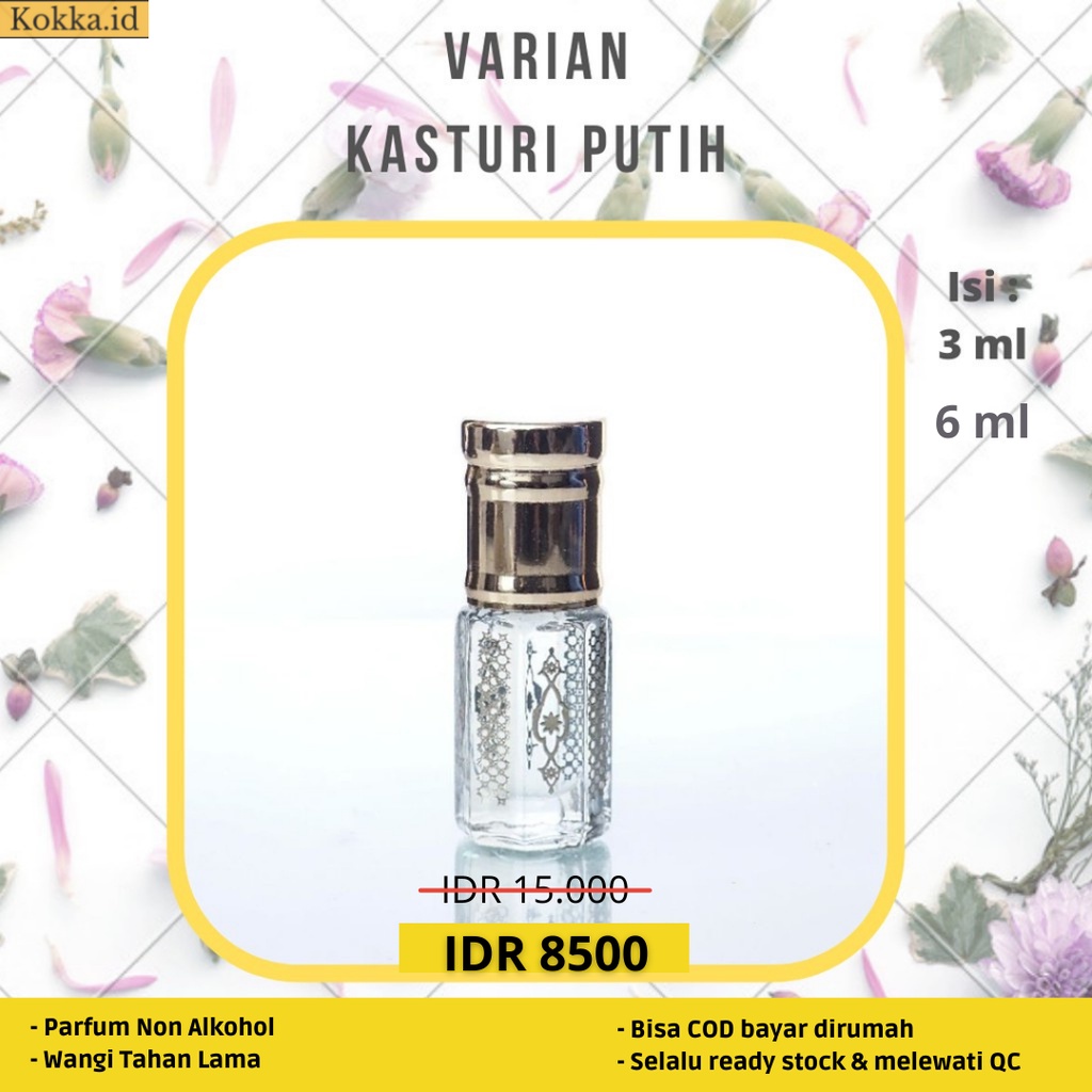 Kasturi Putih White Musk Minyak Sholat 3ml Dan 6ml Wangi Tahan Lama