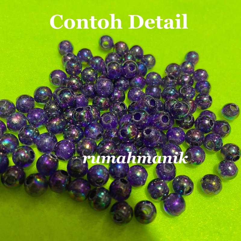 6mm MUTE MONTE MOTE MANIK BEAD SEGI PELANGI 6mm (30gram)