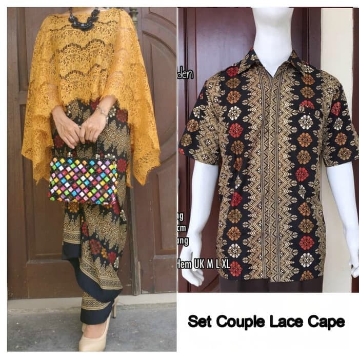 Setelan Kebaya Modern Couple Cape Brokat / Batwing Brokat / Kalong Brokat Warna Dark Mint Dan Lainnya