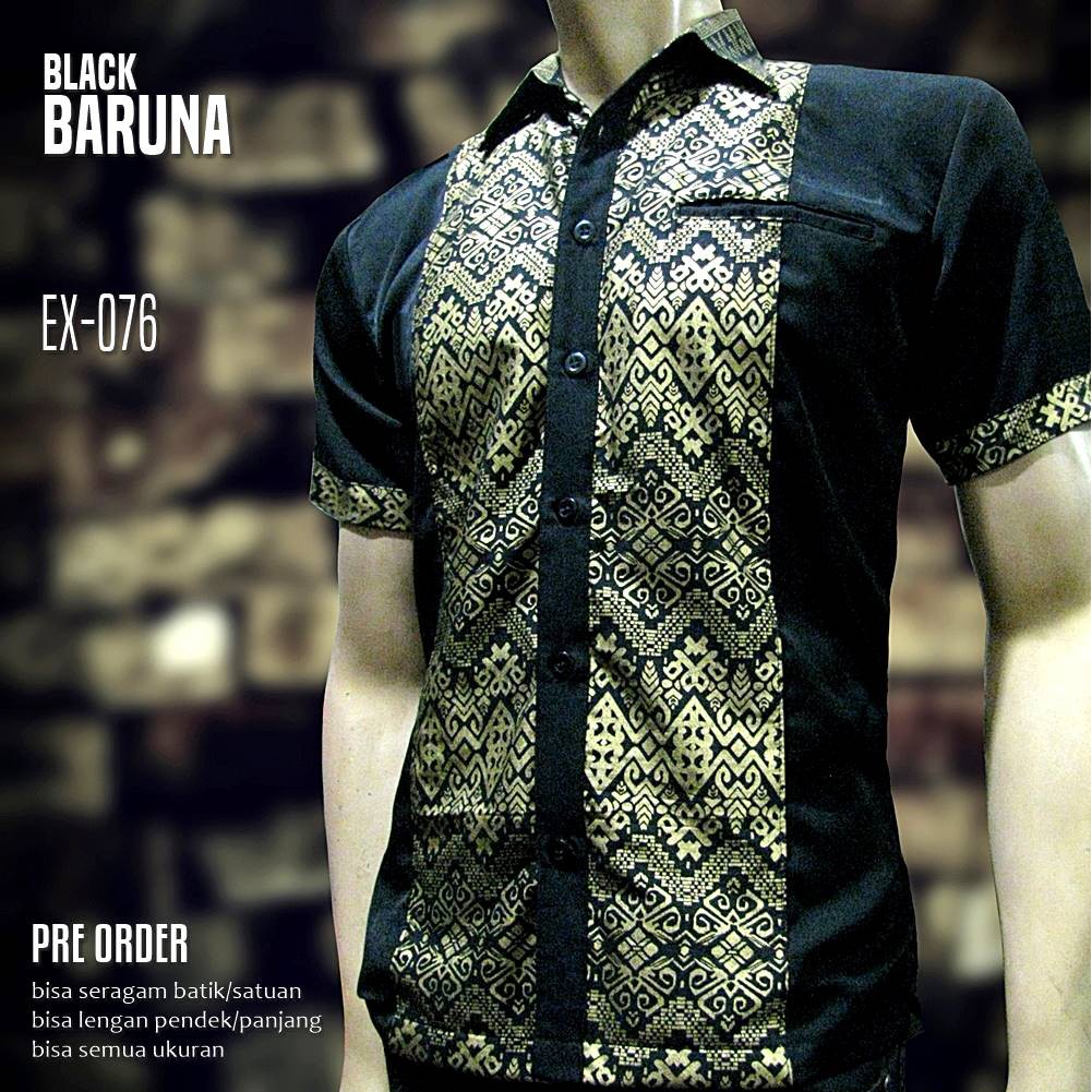 BATIK PRIA Seragam Batik Kombinasi BLACK PARANG EX 002A