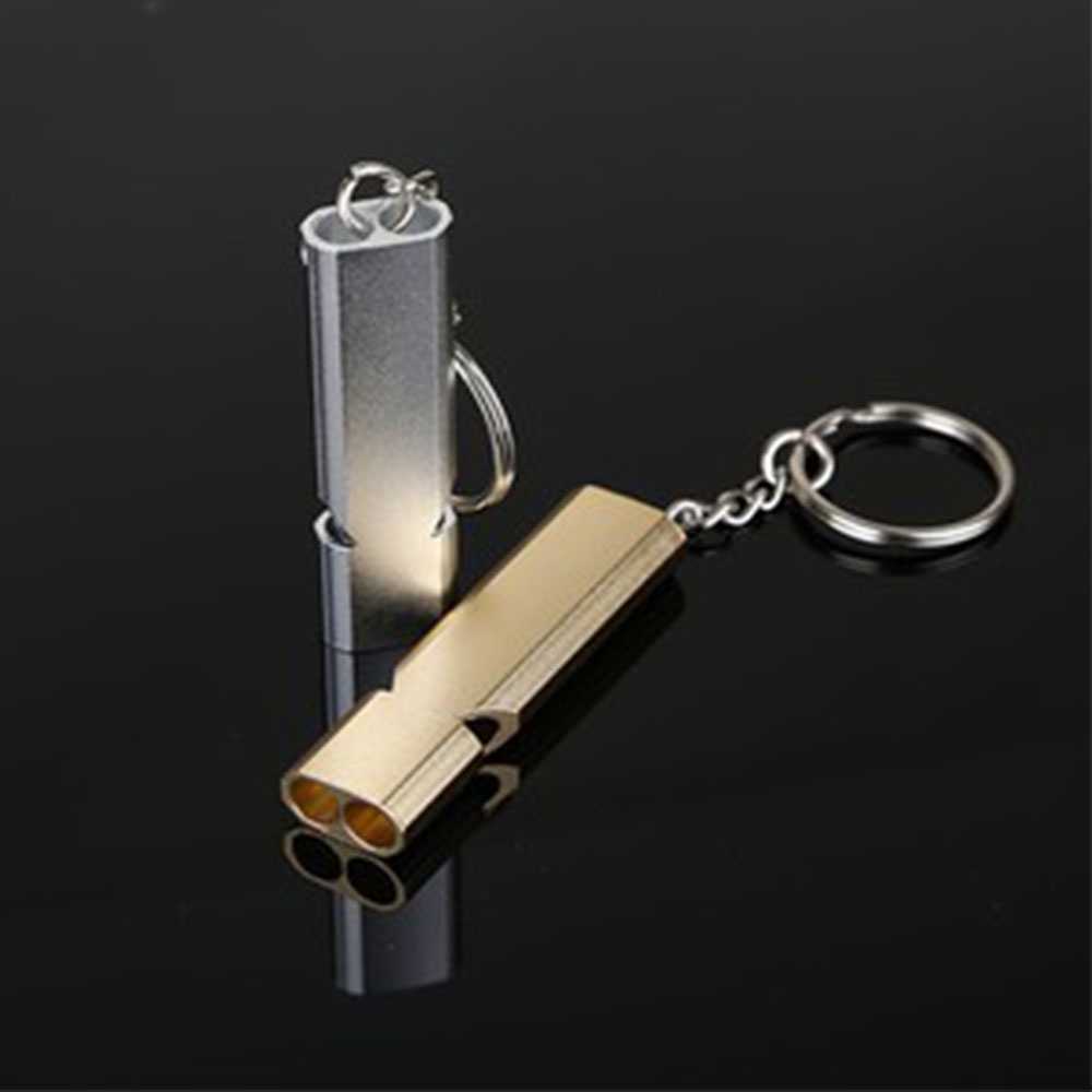 【COD Tangding】Outdoor Survival Whistle High Decibel Double Pipe Whistle Stainless Steel Alloy Keychain Cheerleading Emergency Multi Tool