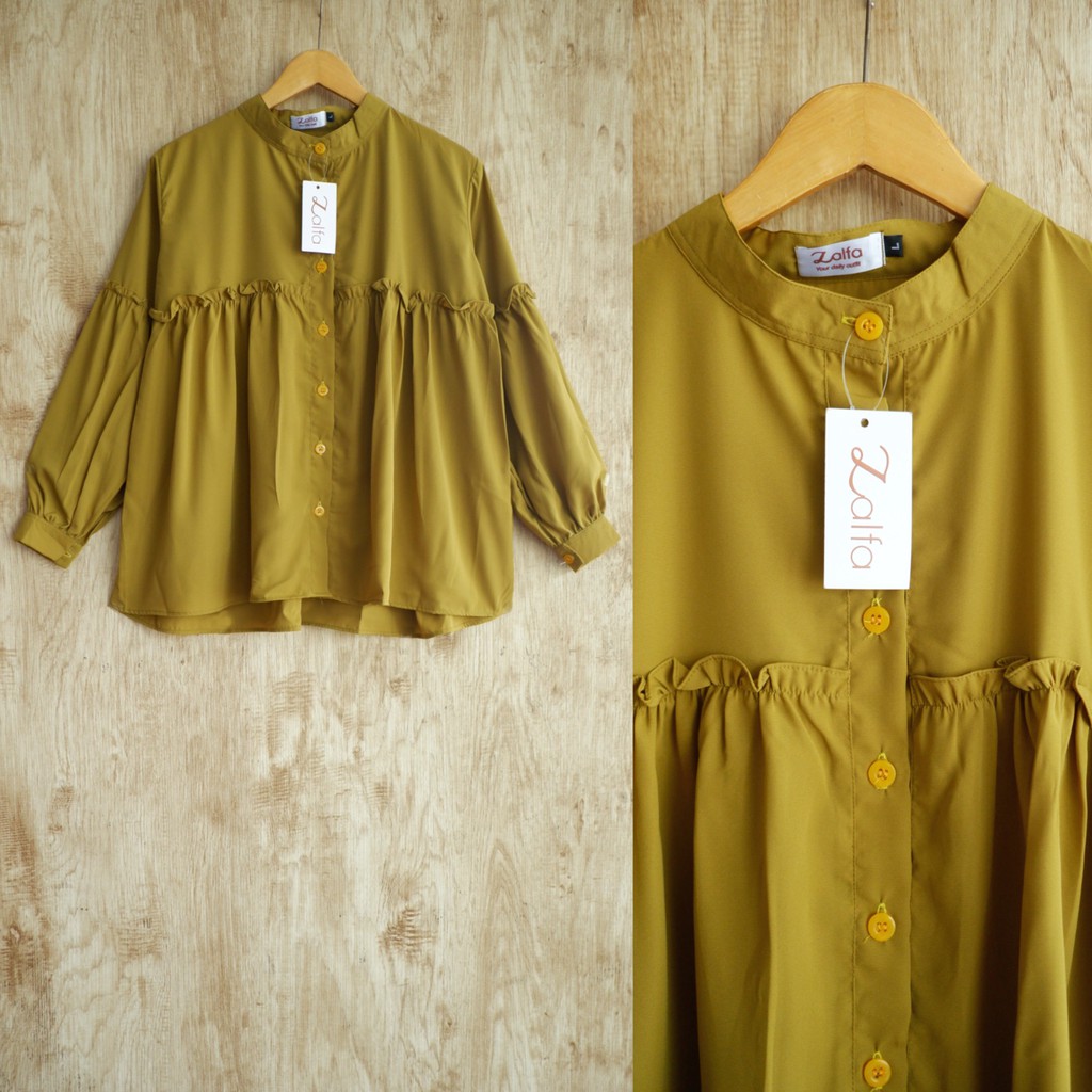 AMIRA BLOUSE by ZALFA OUTFIT / blouse polos / blouse wanita murah-Lemon