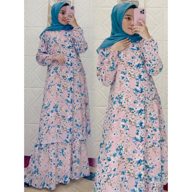 Gamis Malaysia  motif Ceruty - Gamis Melayu Motif - Gamis Motif Kekinian