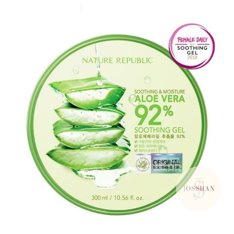 [Original 100%] BPOM Exp 2024 NATURE REPUBLIC Aloe Vera  92% Soothing Gel 300ml Jar Logo Original | Aloe Vera Gel | Aloe Vera Nature Republic | Aloe Vera BPOM | Nature Republic Aloe Vera BPOM | Aloe Vera Jar 300ml Nature Republic | Gel Aloe Vera NR