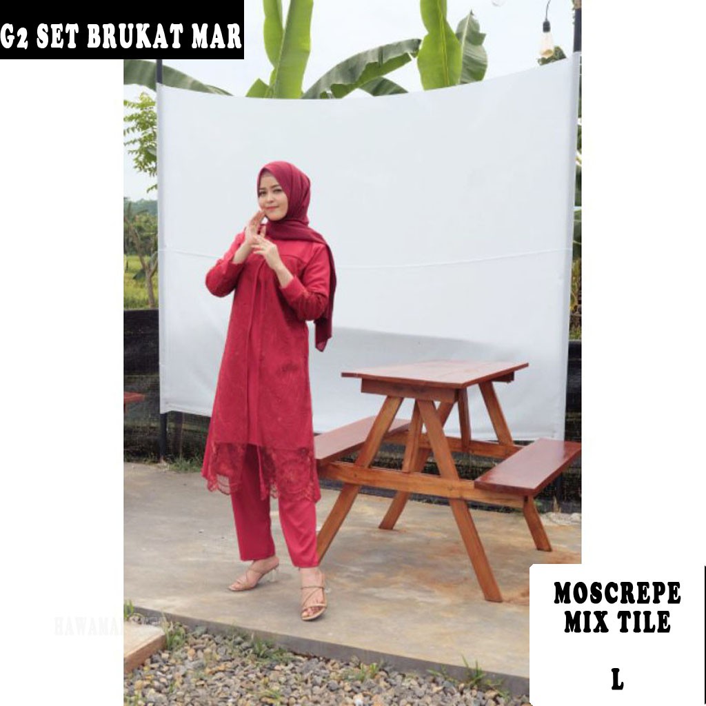 BISA COD  SETELAN BAJU BRUKAT BAJU LEBARAN BAJU TERBARU BAJU PEREMPUAN DRESS MAKASSAR