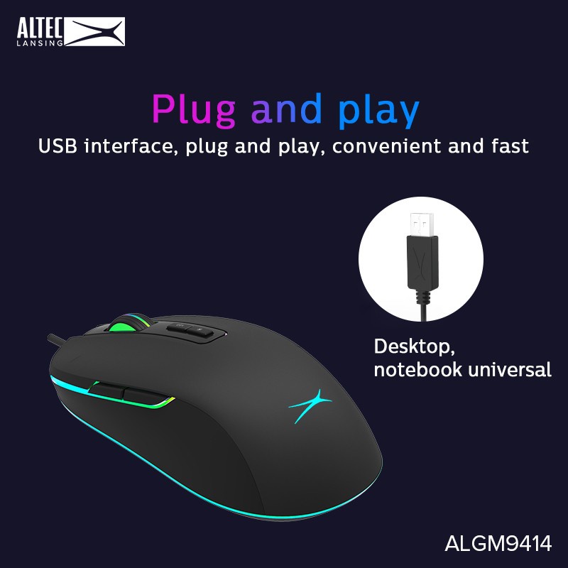 Mouse Gaming ALTEC LANSING ALGM-9414 RGB Wired 3600DPI- ALTEC ALGM9414