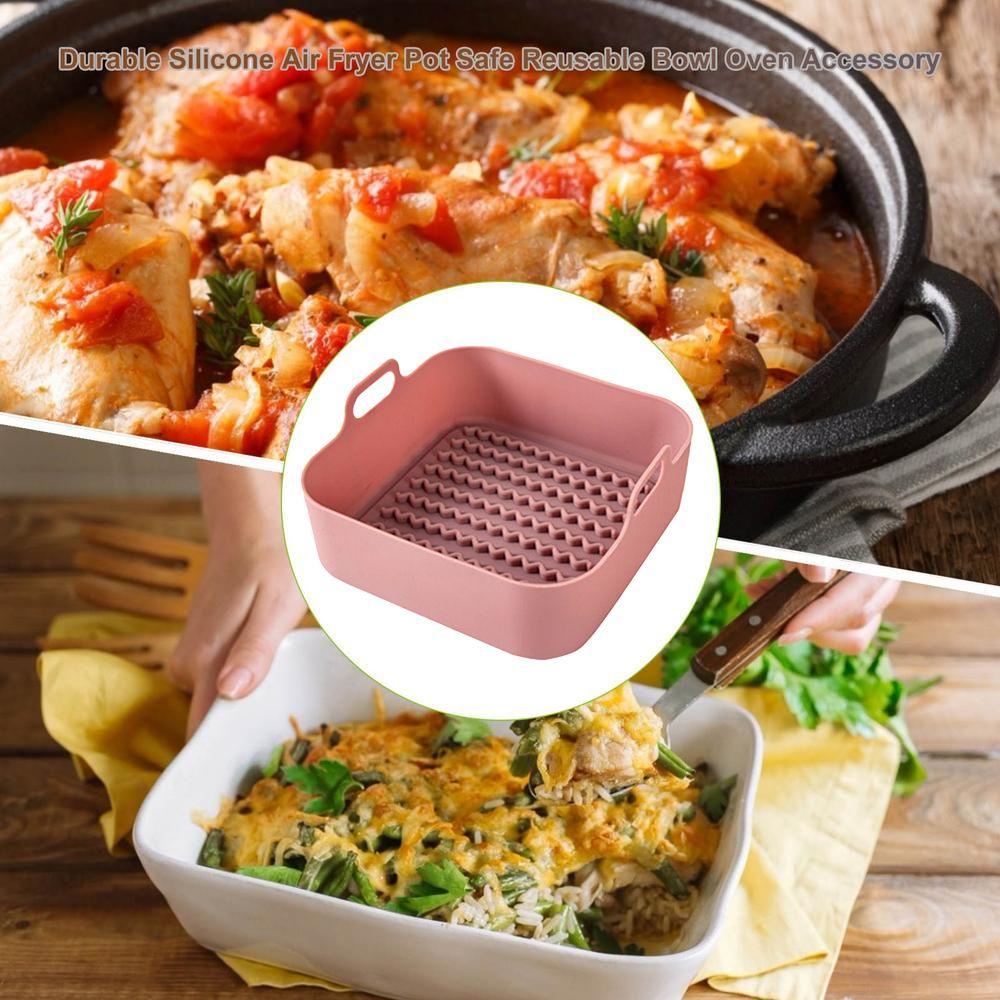 【 ELEGANT 】 Air Fryer Tray Replacemen Mudah Dibersihkan Pizza Reusable Fried Chicken Basket Mat Liner Tatakan Panci Oven