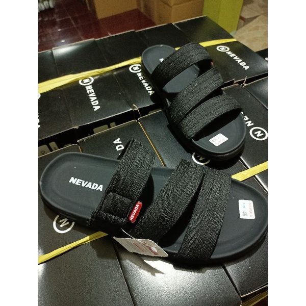 Sandal Bisbane Strap 3 Nevada Sendal Kulit Pria  | Sendal Cowok Casual