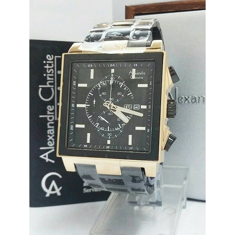 JAM TANGAN PRIA WANITA   ALEXANDRE CHRISTIE AC6460 / AC 6460 BLACK ROSE GOLD