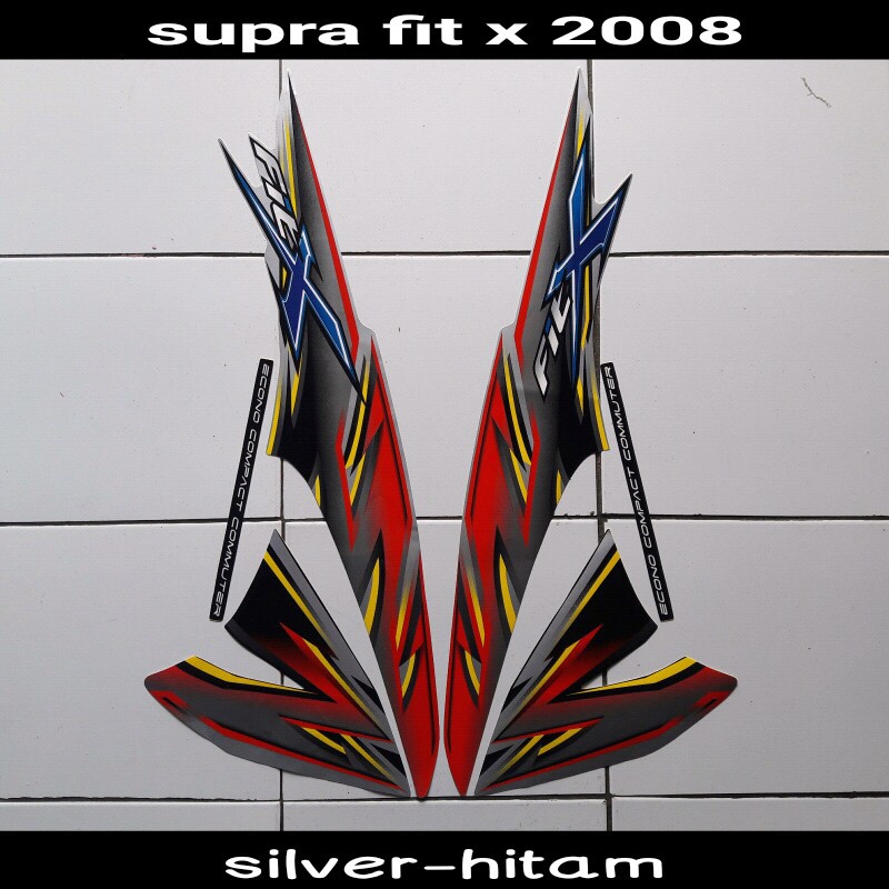 stiker motor supra fit  x 2008 silver-hitam