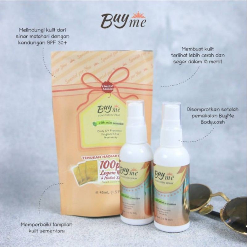 BUYME SUNSCREEN SPRAY BUY ME SUNBLOCK SUN SCREEN WHITENING MEMUTIHKAN ORIGINAL BPOM