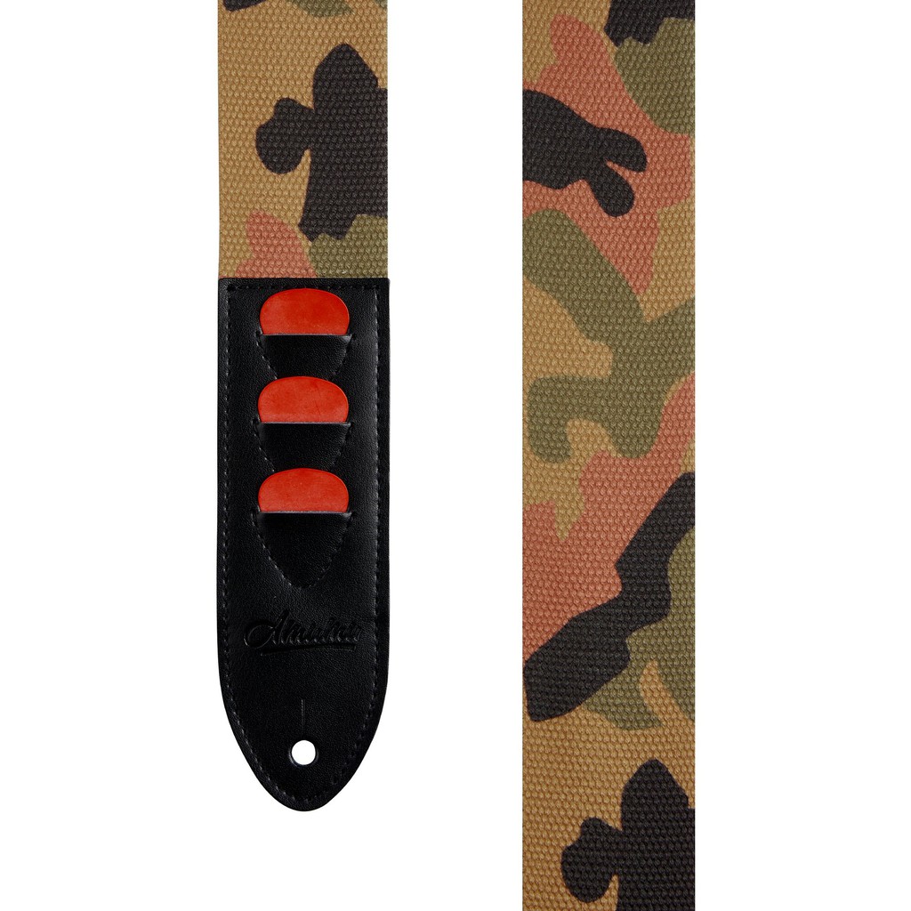 Amumu CO24W-CF Strap Gitar motif Camouflage Soft Cotton dg Pick Holder