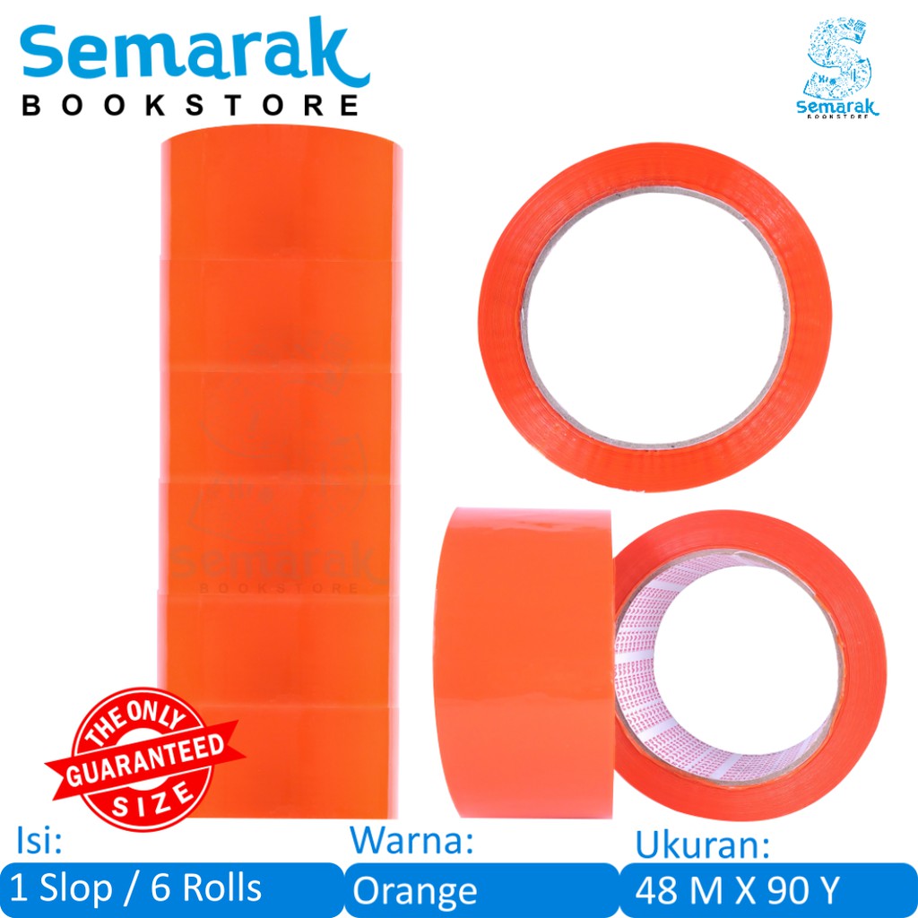 

Daimaru OPP Tape Lakban Pengemasan 48 MM X 90 Y - Orange [1 Slop / 6 Rolls]