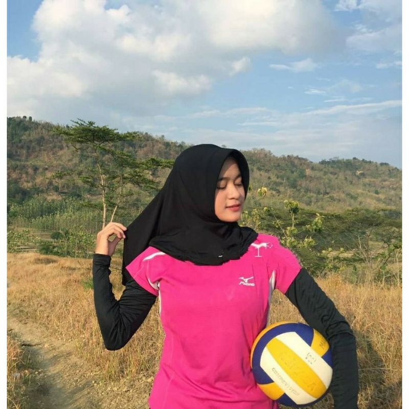 Hijab Jilbab Sport volly Lycra Instan / Kerudung olahraga voli Wanita jersey premium termurah vayaon hijab