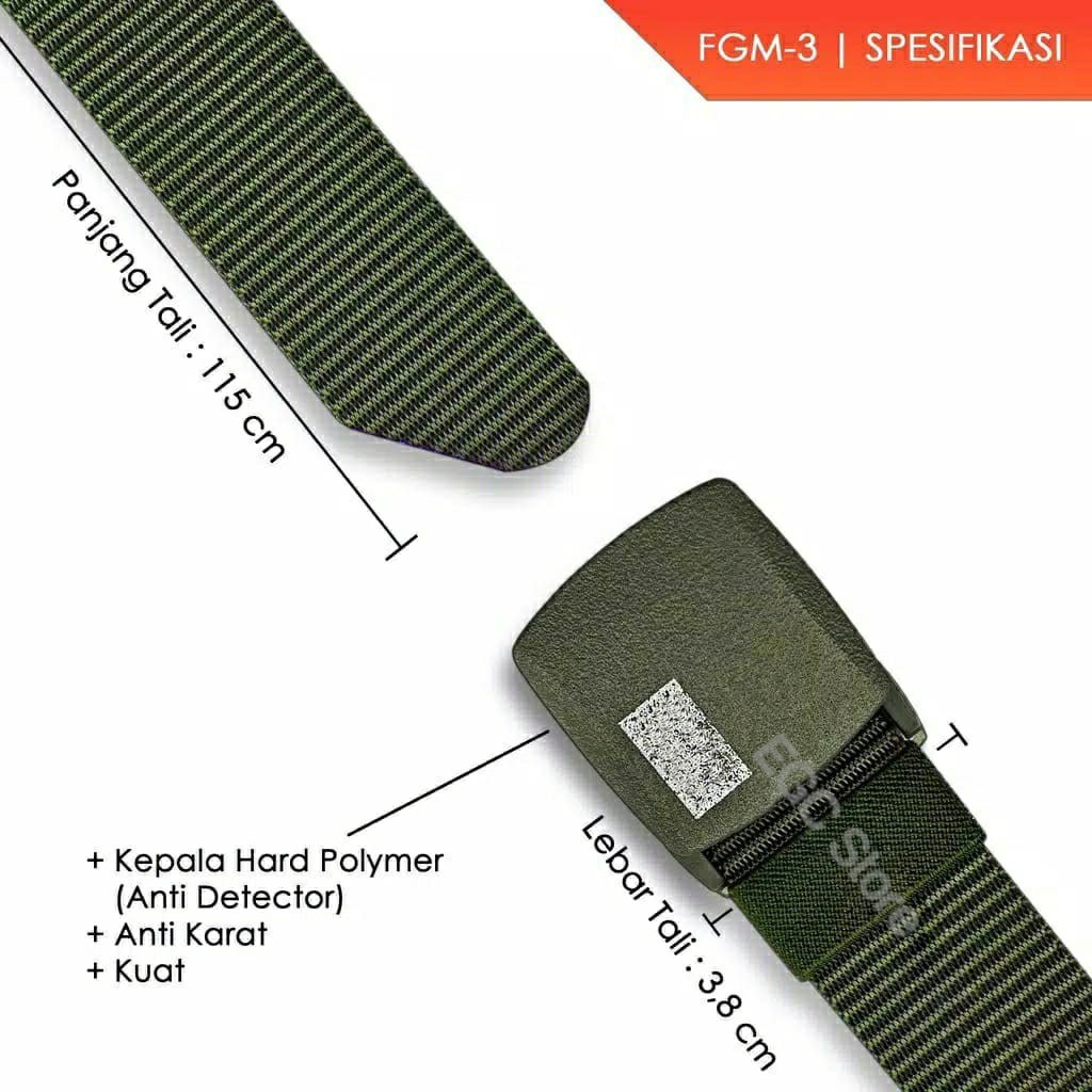 IKAT PINGGANG NYLON CANVAS GESPER PRIA ANTI METAL DETECTOR TACTICAL - YH-NLT-40