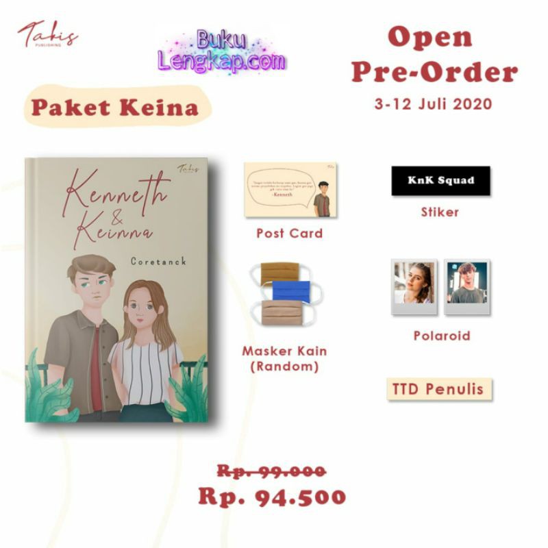novel Kenneth & Keinna + hadiah po - Coretanck original