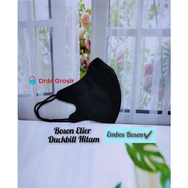 Masker Duckbill Boson Elier Hitam dan Putih Embos Kemenkes